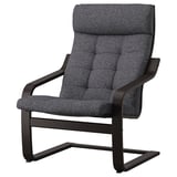 POÄNG Fauteuil, brun noir/Gunnared gris foncé