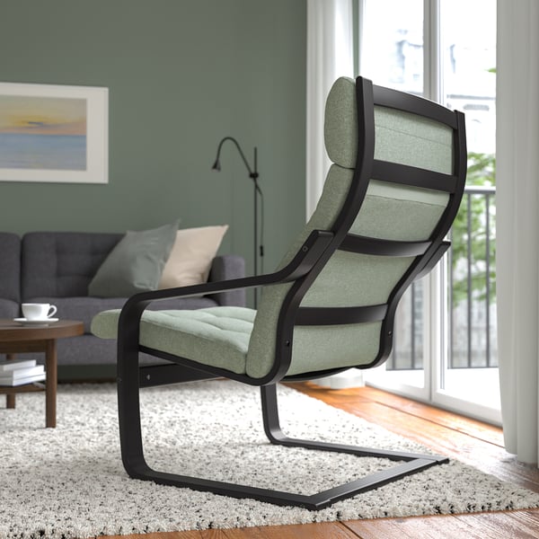 POÄNG Fauteuil, brun noir/Gunnared vert clair