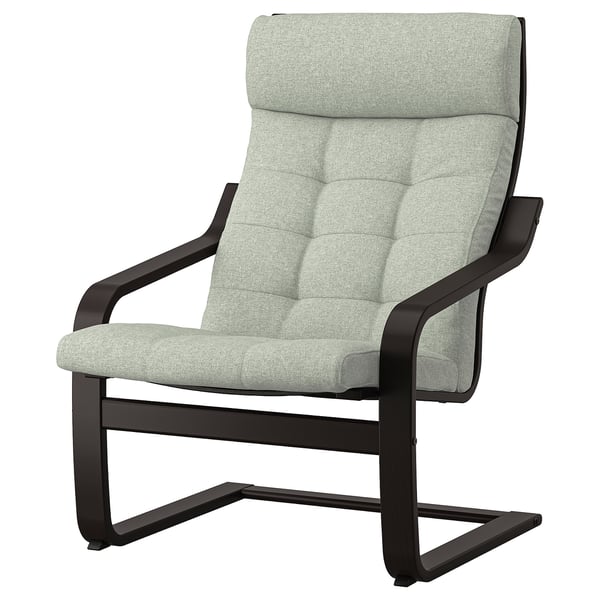 POÄNG Fauteuil, brun noir/Gunnared vert clair