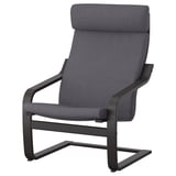 POÄNG Fauteuil, brun noir/Skiftebo gris foncé