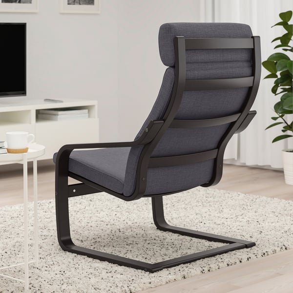 POÄNG Fauteuil, brun noir/Skiftebo gris foncé