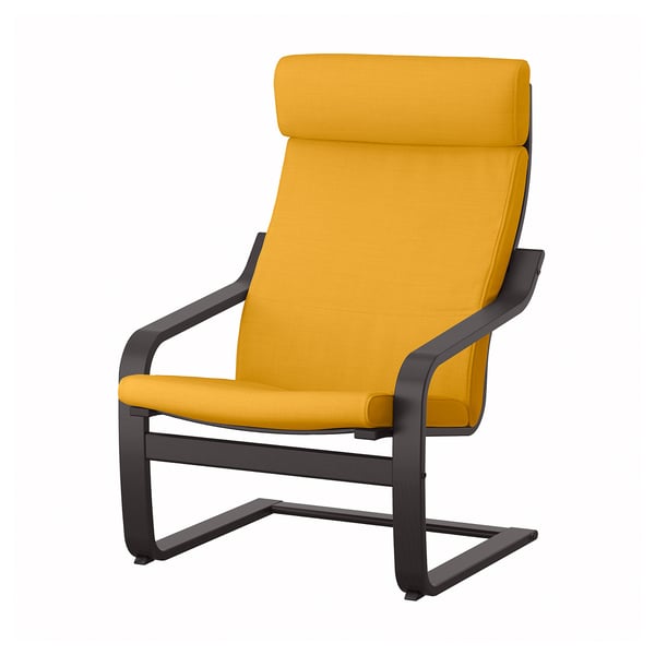 POÄNG Fauteuil, brun noir/Skiftebo jaune