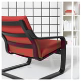 POÄNG Fauteuil dossier bas, brun noir/Vissle rouge
