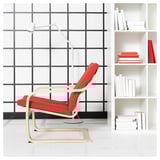 POÄNG Fauteuil dossier bas, écru/beige/Vissle rouge