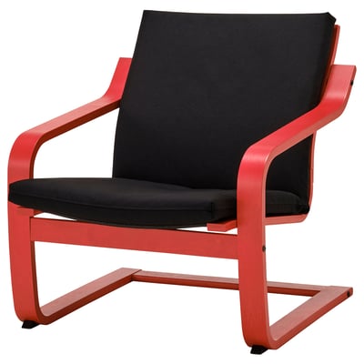 POÄNG Fauteuil dossier bas, rouge/Vissle noir