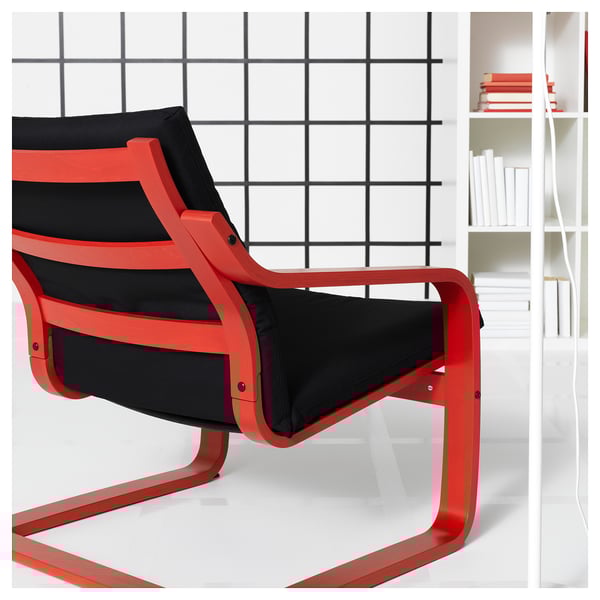 POÄNG Fauteuil dossier bas, rouge/Vissle noir