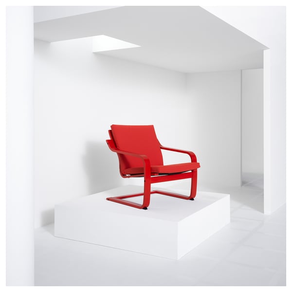 POÄNG Fauteuil dossier bas, rouge/Vissle rouge