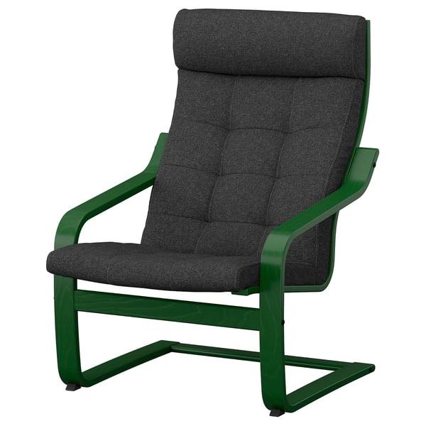 POÄNG Fauteuil, vert foncé/Gunnared gris foncé