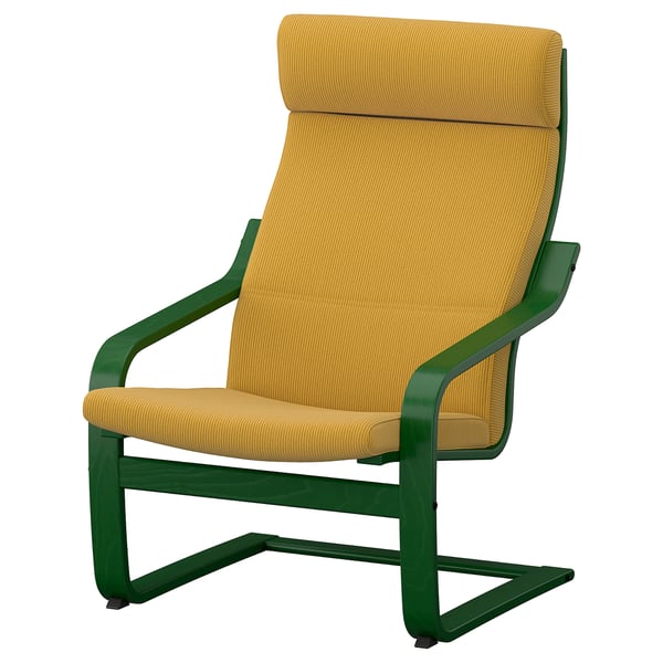 POÄNG Fauteuil, vert foncé/Kelinge jaune foncé