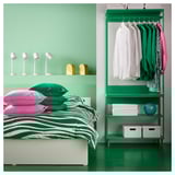 PORTLAKMÅLLA Housse de couette et 2 taies, vert/blanc, 240x220/50x60 cm