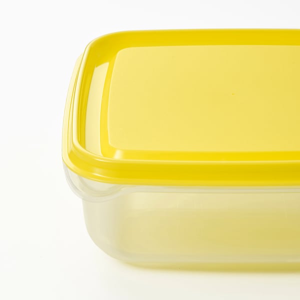 PRUTA Boîte de conservation, transparent/jaune, 0.6 l