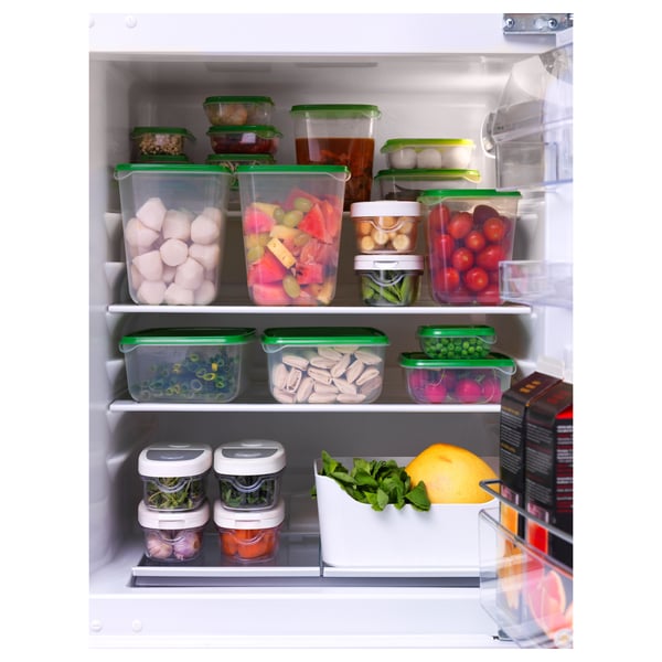 PRUTA Boîtes de conservation, 17 pièces, transparent/vert
