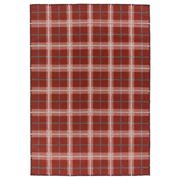 PYSSLINGGRÄS Tapis tissé à plat, rouge carreaux/fait main, 170x240 cm
