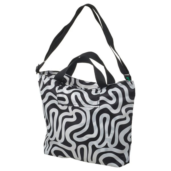 RÄCKLA Sac pliable, à motifs/noir blanc, 48x36 cm/20 l