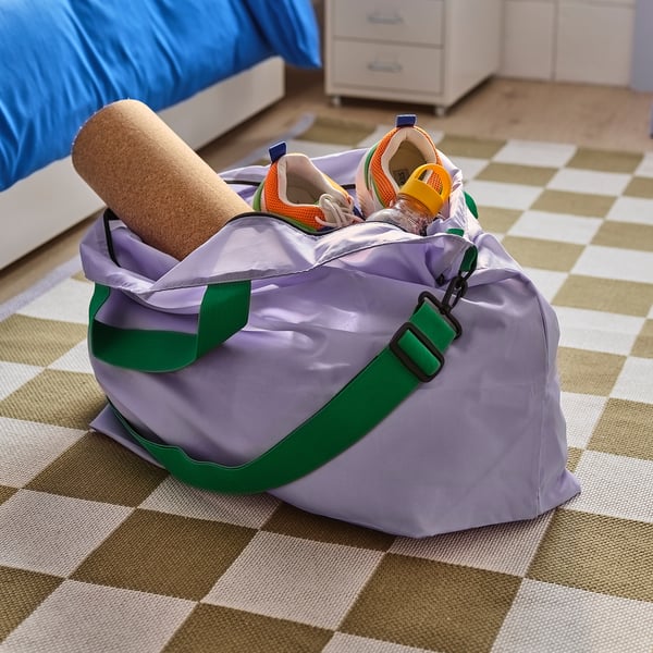 RÄCKLA Sac pliable, mauve/vert, 75x45 cm/55 l
