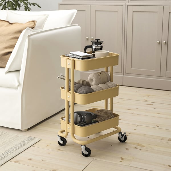 RÅSKOG Desserte, beige-jaune, 28x38x61 cm