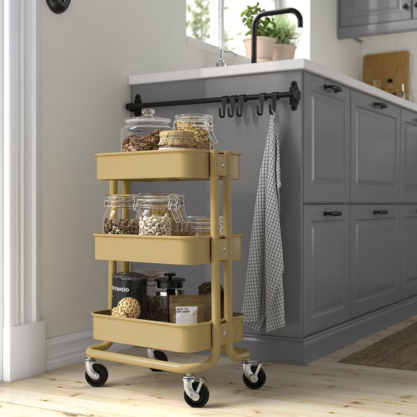 RÅSKOG Desserte, beige-jaune, 28x38x61 cm