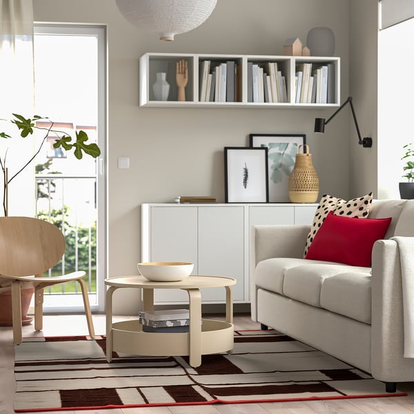 RASTPLATS Tapis tissé à plat, fait main beige/noir, 170x240 cm