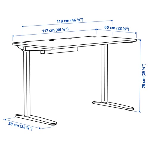 RELATERA Combinaison bureau, blanc/gris-vert clair, 117x60 cm