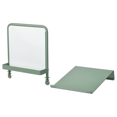 RELATERA Tablette + tableau blanc, lot de 2, gris-vert clair