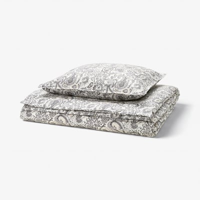 RODGERSIA Housse de couette et 1 taie, gris/blanc, 150x200/50x60 cm