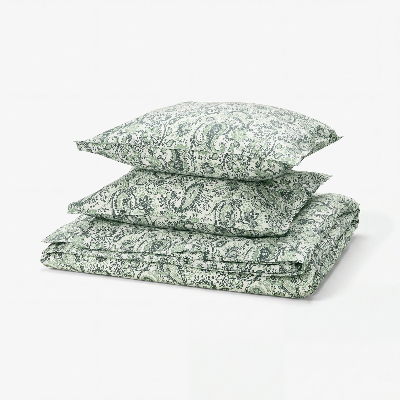 RODGERSIA Housse de couette et 2 taies, vert/blanc, 240x220/50x60 cm
