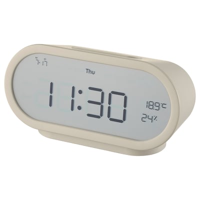 RÖDSTRÄFSE Réveil avec hygro-/thermomètre, beige, 17x8x6 cm