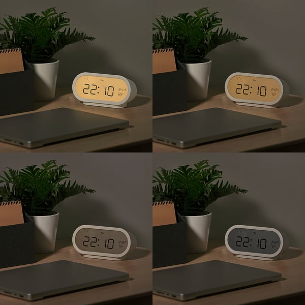 RÖDSTRÄFSE Réveil avec hygro-/thermomètre, beige, 17x8x6 cm