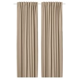 ROSENMANDEL Rideaux assombrissants, 2 pièces, jaune-beige/ruflette, 135x300 cm