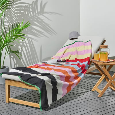 ROSENOXALIS Serviette de plage, multicolore/rayé, 100x180 cm