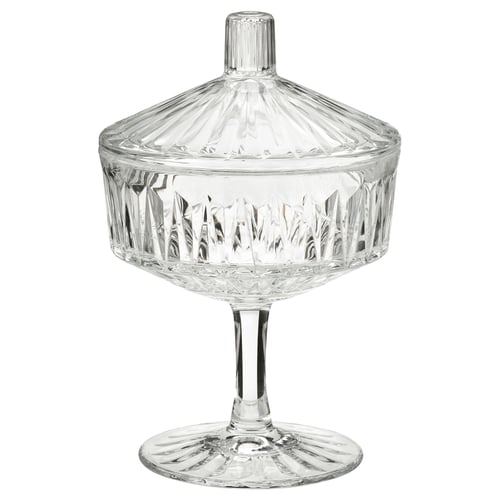 SÄLLSKAPLIG Bonbonnière, verre transparent/à motifs, 10 cm