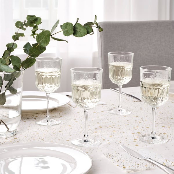 SÄLLSKAPLIG Verre à vin, verre transparent/à motifs, 27 cl