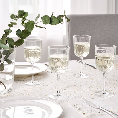 SÄLLSKAPLIG Verre à vin, verre transparent/à motifs, 27 cl