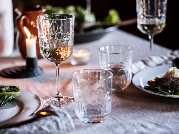 SÄLLSKAPLIG Verre à vin, verre transparent/à motifs, 27 cl