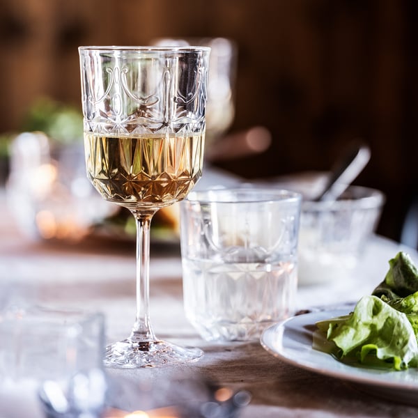 SÄLLSKAPLIG Verre à vin, verre transparent/à motifs, 27 cl