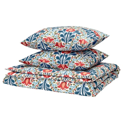 SÄTERVIDE Housse de couette et 2 taies, multicolore/motif floral, 240x220/50x60 cm