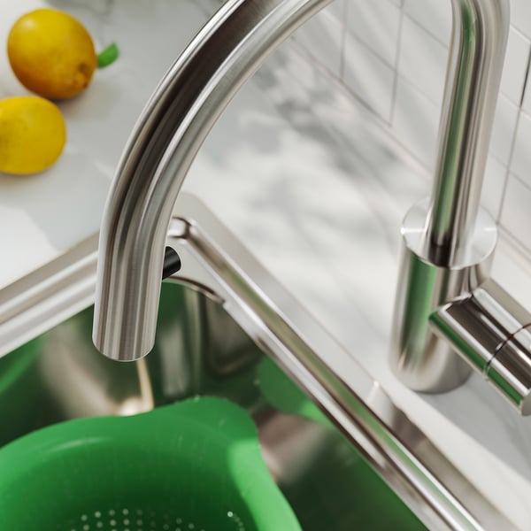 SALLSJÖN Mitigeur cuisine avec douchette, couleur acier inox