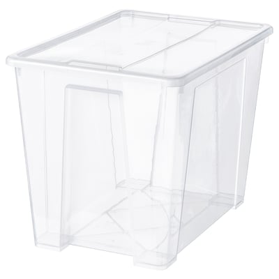 SAMLA Boîte avec couvercle, transparent, 57x39x42 cm/65 l