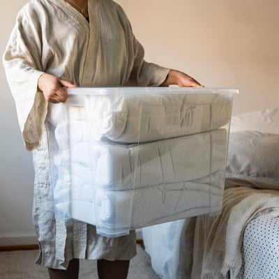 SAMLA Boîte avec couvercle, transparent, 57x39x42 cm/65 l