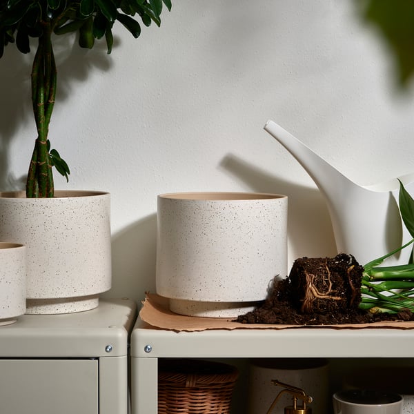SANDKÖRSBÄR Cache-pot, intérieur/extérieur/beige, 19 cm