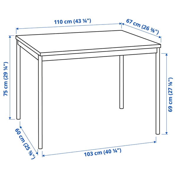 SANDSBERG / SANDSBERG Table et 4 chaises, noir/noir, 110x67 cm