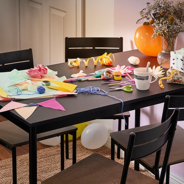 SANDSBERG / SANDSBERG Table et 4 chaises, noir/noir, 110x67 cm