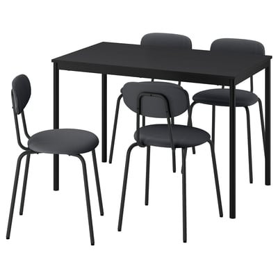 SANDSBERG Table et 4 chaises, noir noir/Remmarn anthracite anthracite, 110x67 cm
