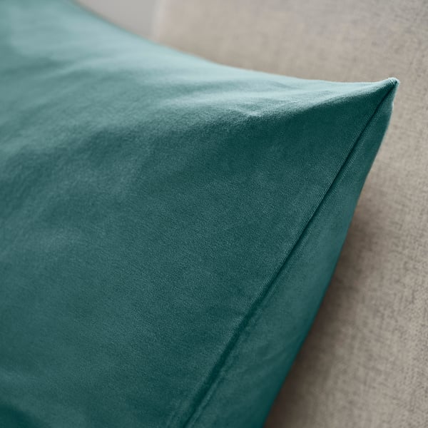 SANELA Housse de coussin, gris foncé - turquoise, 50x50 cm