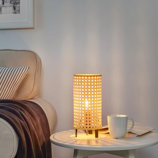 SAXHYTTAN Lampe de table, beige/noir, 26 cm