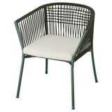 SEGERÖN Chaise avec accoudoirs, extérieur, vert foncé/Frösön/Duvholmen beige