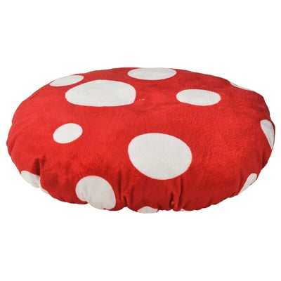 SKOGSDUVA Housse tabouret, forme de champignon/rouge blanc
