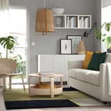 SKRIFTSPRÅK Tapis, poils ras, beige-vert/bleu foncé, 200x300 cm