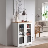 SKRUVBY Rangement avec portes vitrées, blanc, 70x90 cm