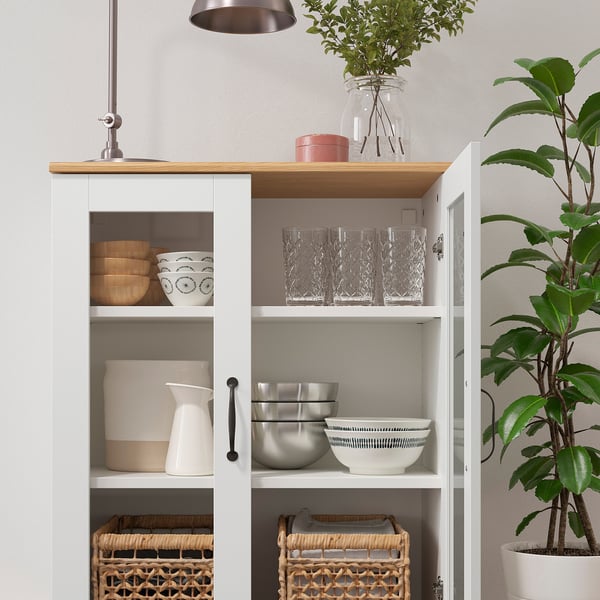 SKRUVBY Rangement avec portes vitrées, blanc, 70x90 cm